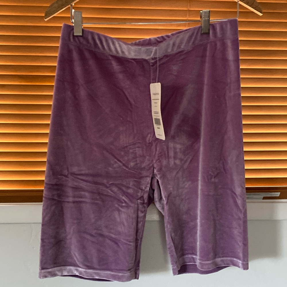 Velour light purple Fabletics shorts. So soft and comfy. NWT. XL